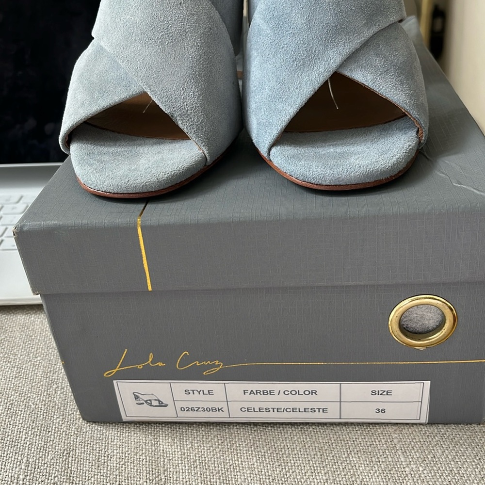 Anthropologie NEW Lola Cruz Blue Crossover Slides very chic and comfortable ❤️🙏 - Picture 7 of 10